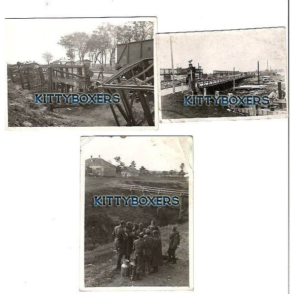 3 German Bridges Blown Up Train Railroad Disaster WWII Soldiers Actual Photos - Picture 2 of 3